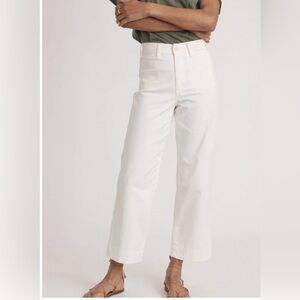 MARINE LAYER Bridget Slim Wide Leg Size 6 Crop  White High Waisted Stretch NWT